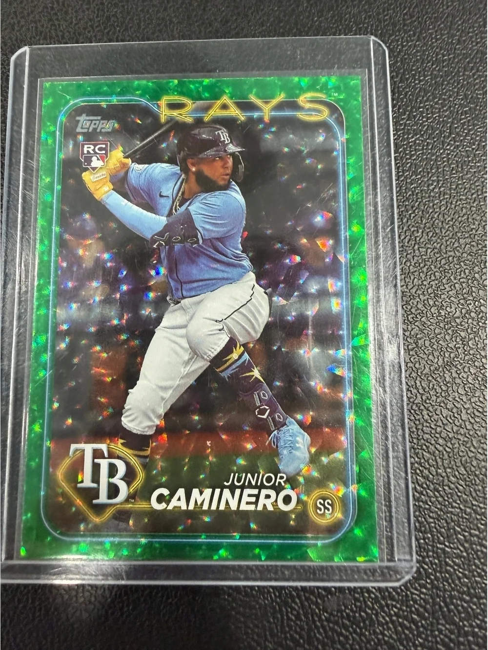 2024 Topps Series 2 Junior Caminero Green Foil Rookie Card #628 - Serial #383/